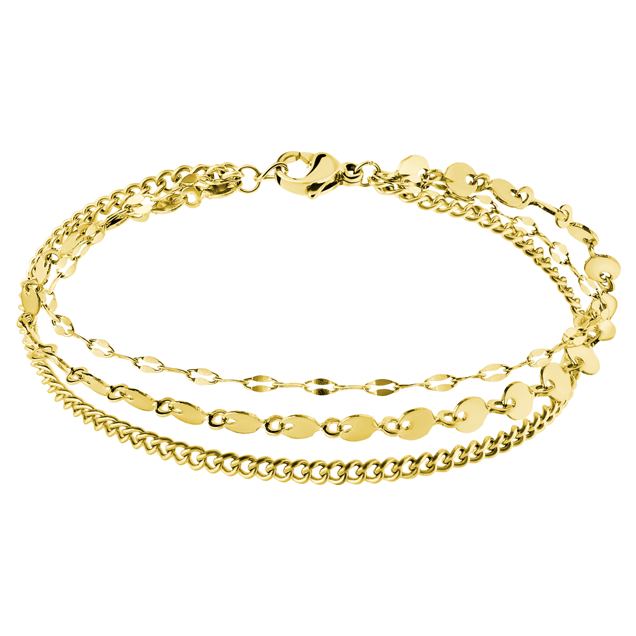 Stainless steel goldplated fantasiearmband voor dames