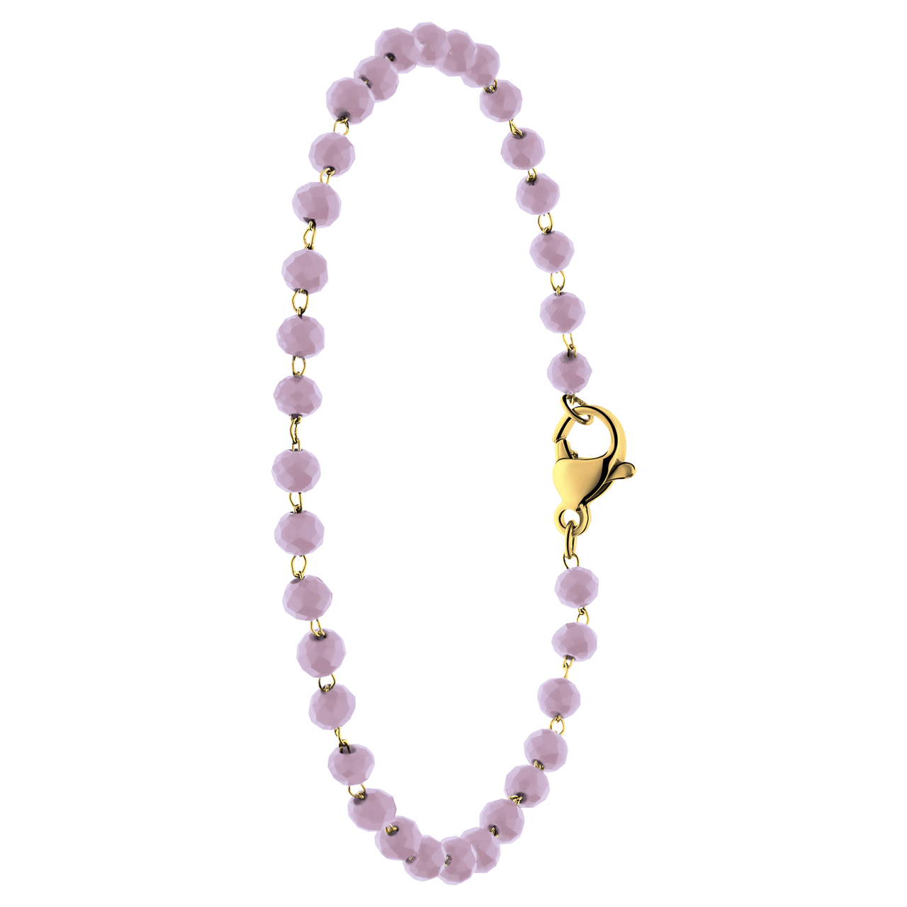 Armband aus Edelstahl, vergoldet, mit Glasperlen, Weiß