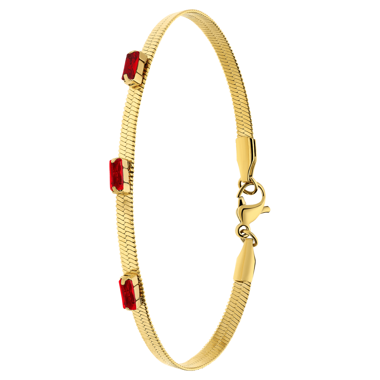 Stainless steel goldplated armband met bar rood