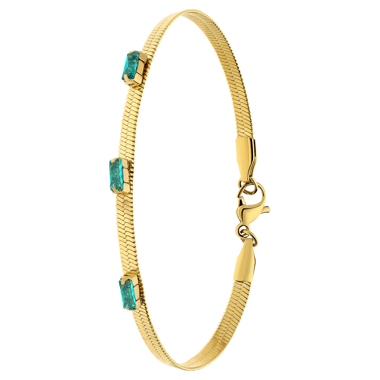 Stainless steel goldplated armband met bar groen
