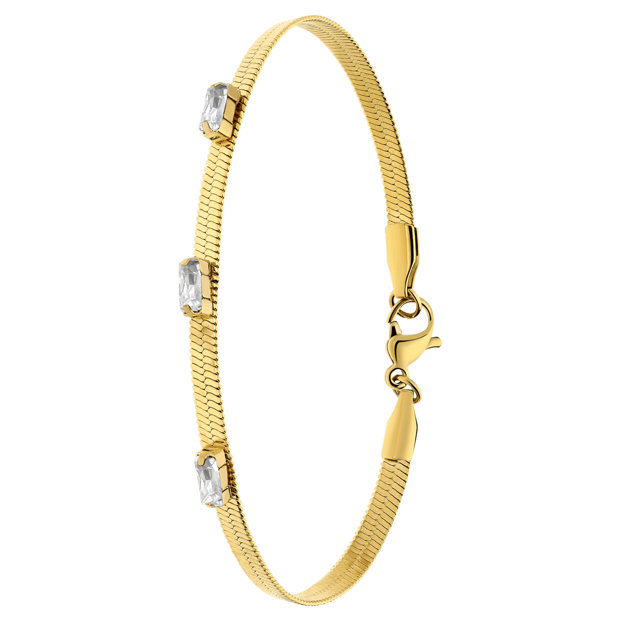 Stainless steel goldplated armband met bar wit
