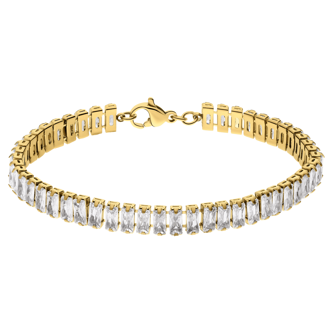 Stainless steel goldplated armband met wit