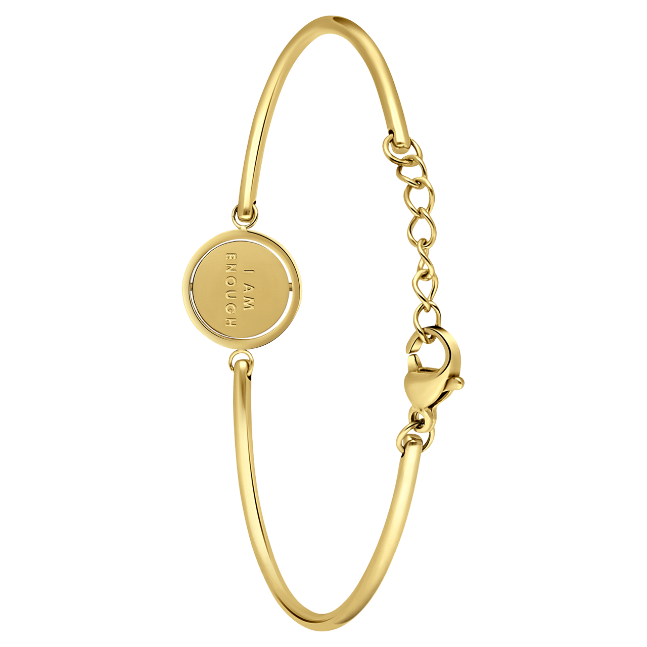 Stainless steel goldplated armband met I am enough