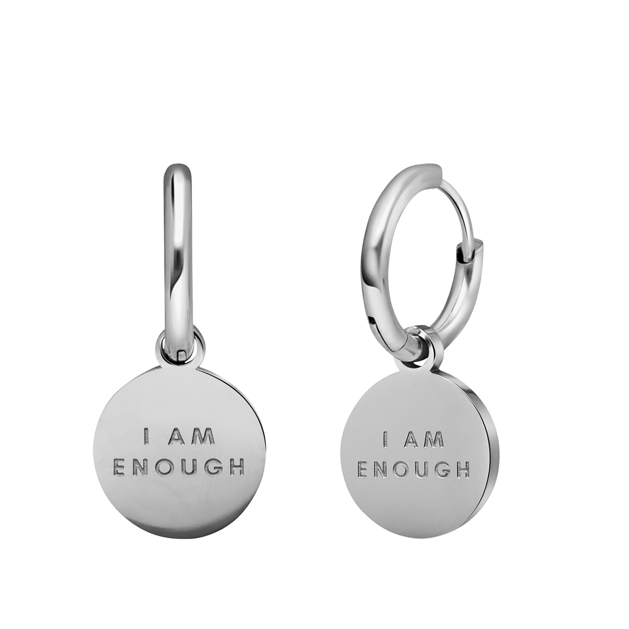 Stainless steel oorbellen met I am enough
