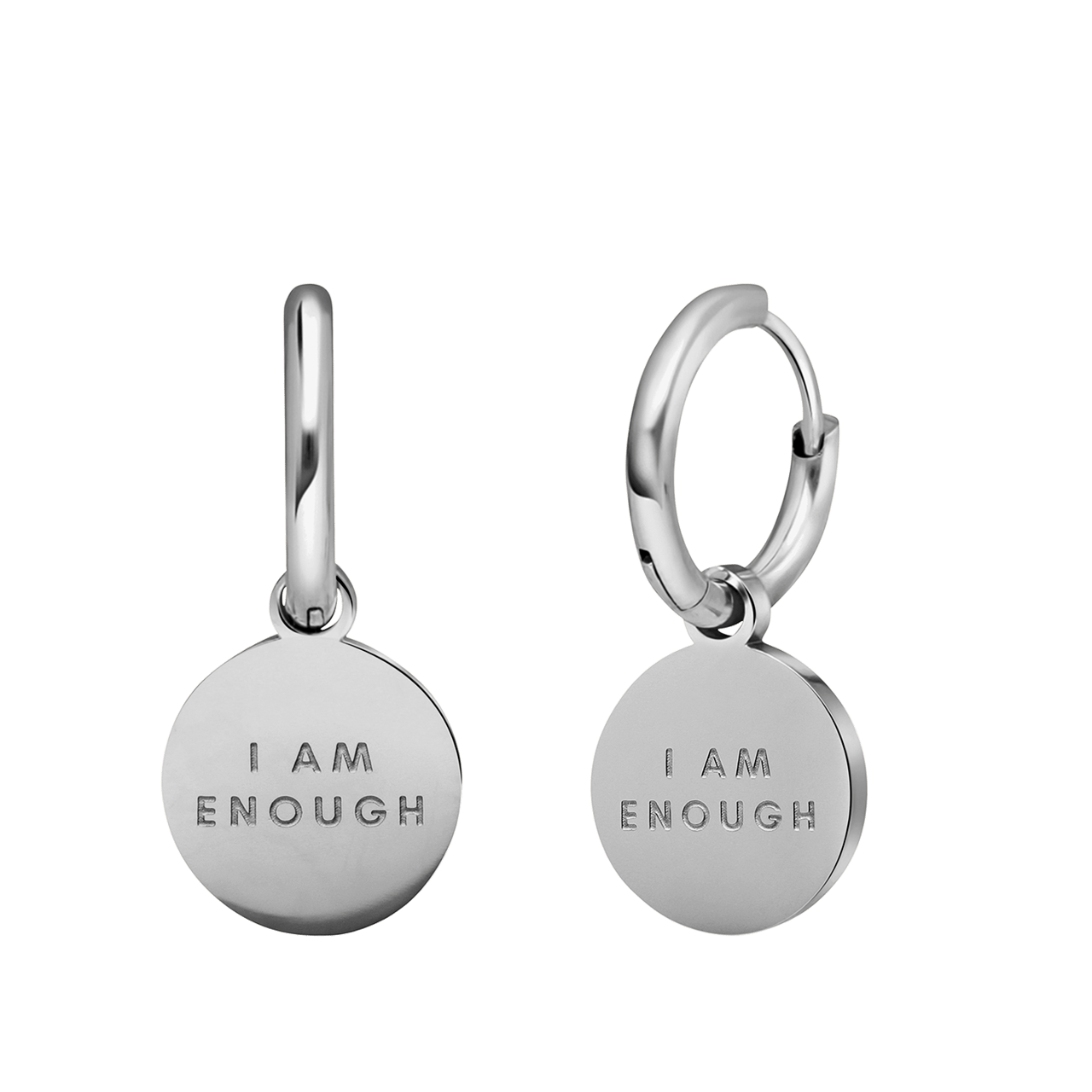 Stalen oorbellen met I am enough