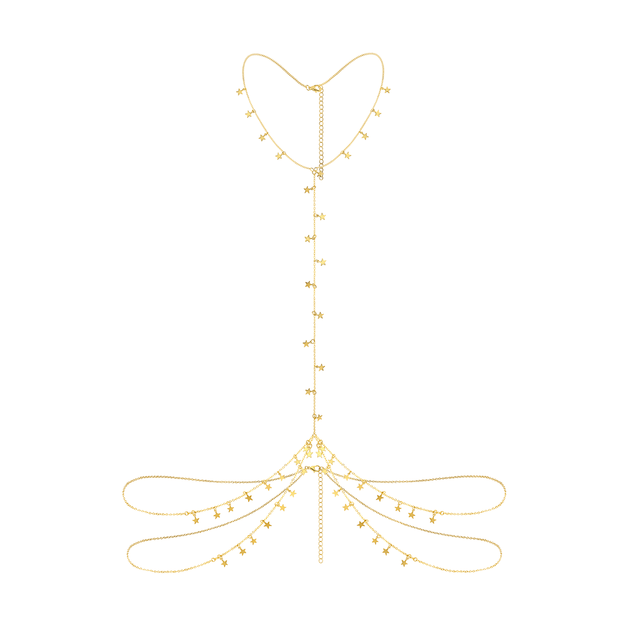 Goldfarbene Bijoux-Bodychain mit Sternchen