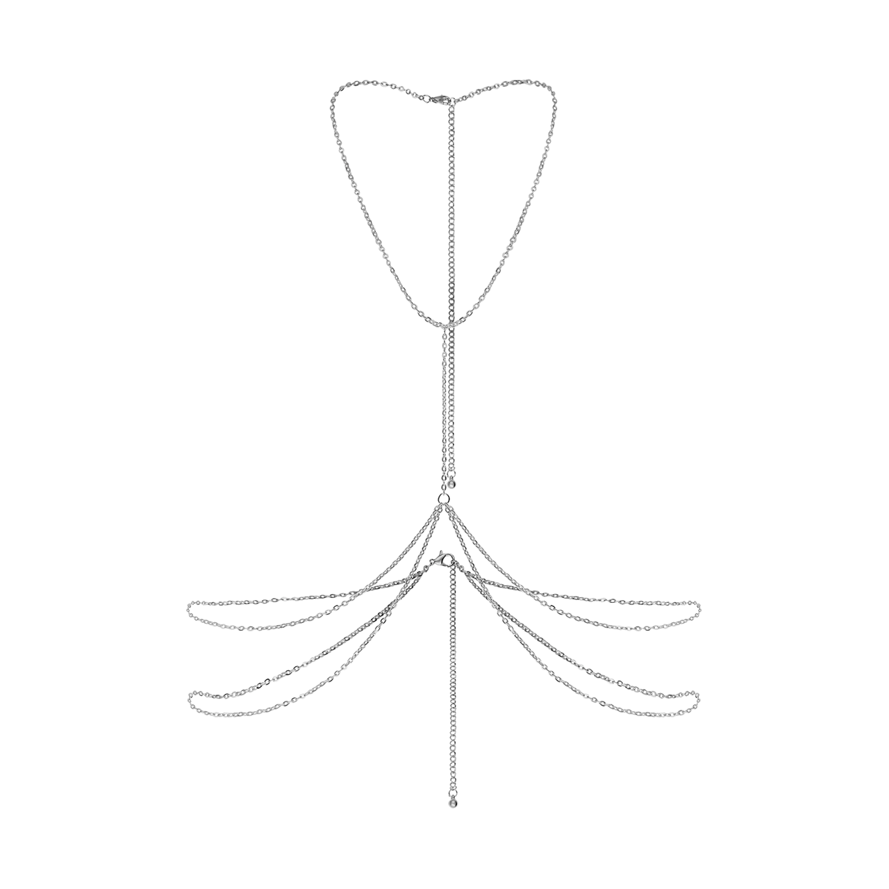 Zilverkleurige bijoux bodychain