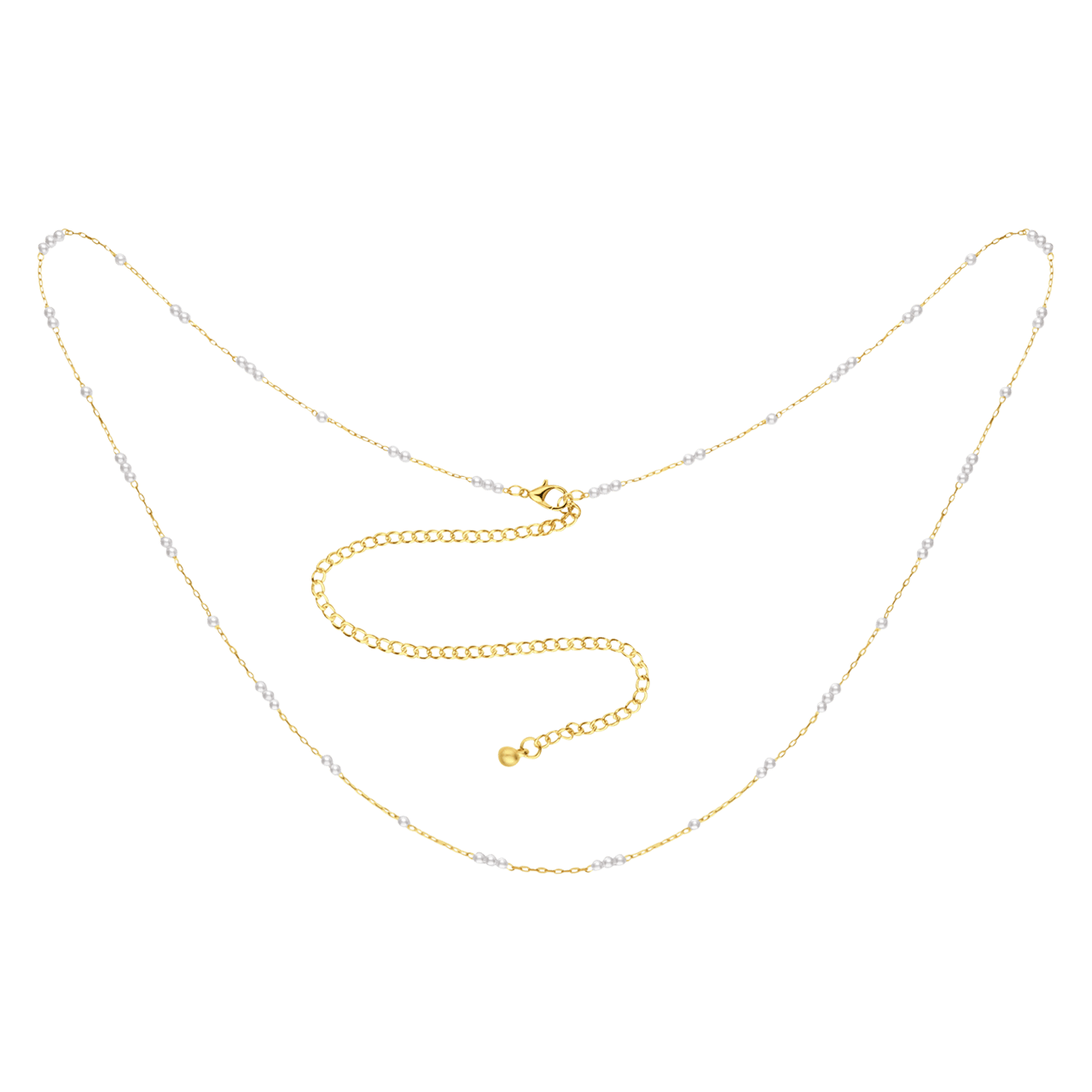 Goudkleurige bijoux bodychain met parels