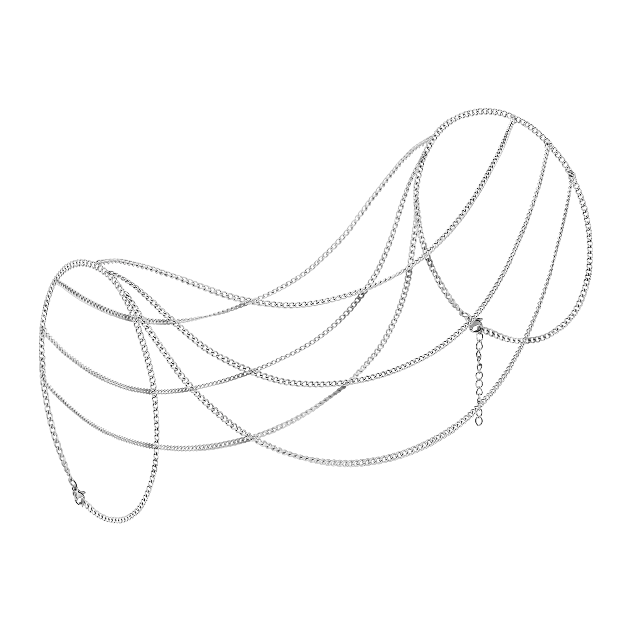 Stalen zilverkleurige bodychain voor dames