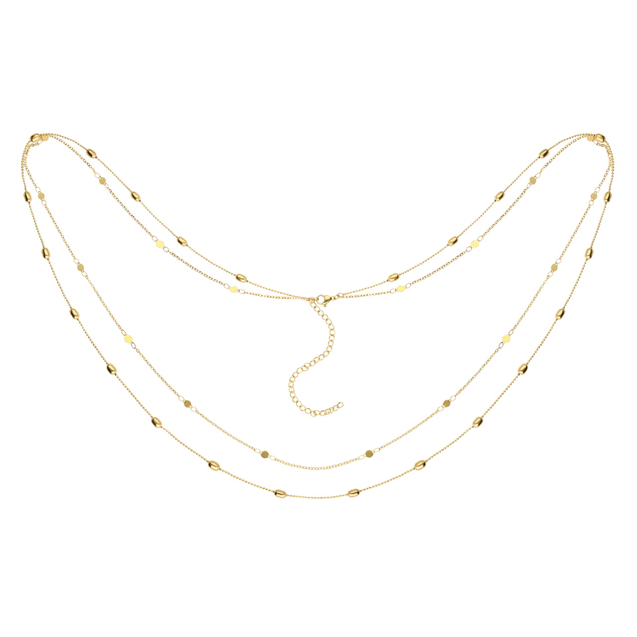 Stalen goldplated bodychain dubbel met disc