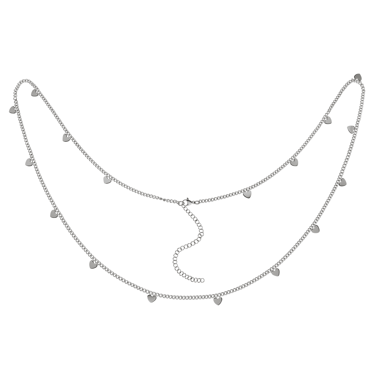 Stalen bodychain met hartjes