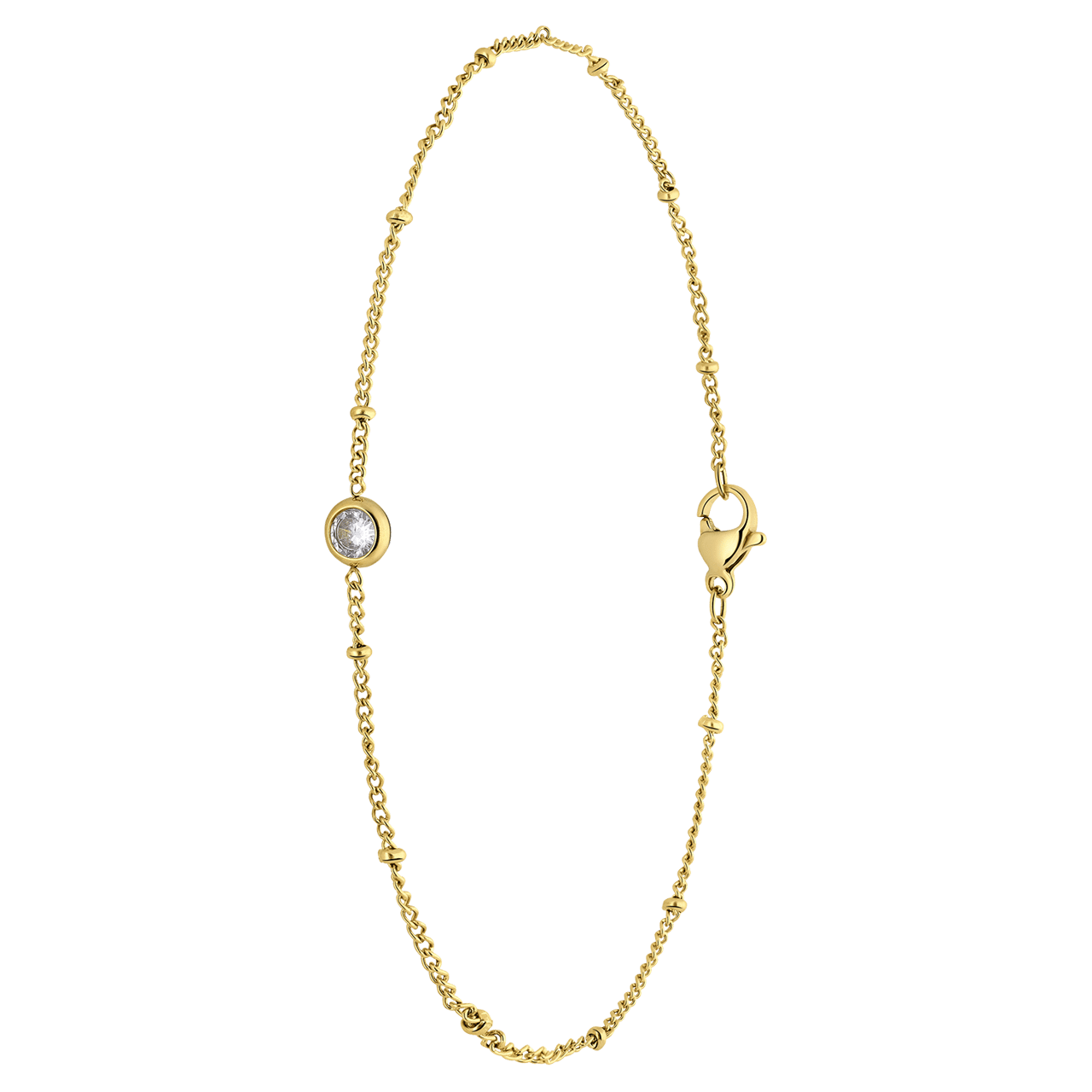Stainless steel goldplated enkelbandje met zirkonia voor dames