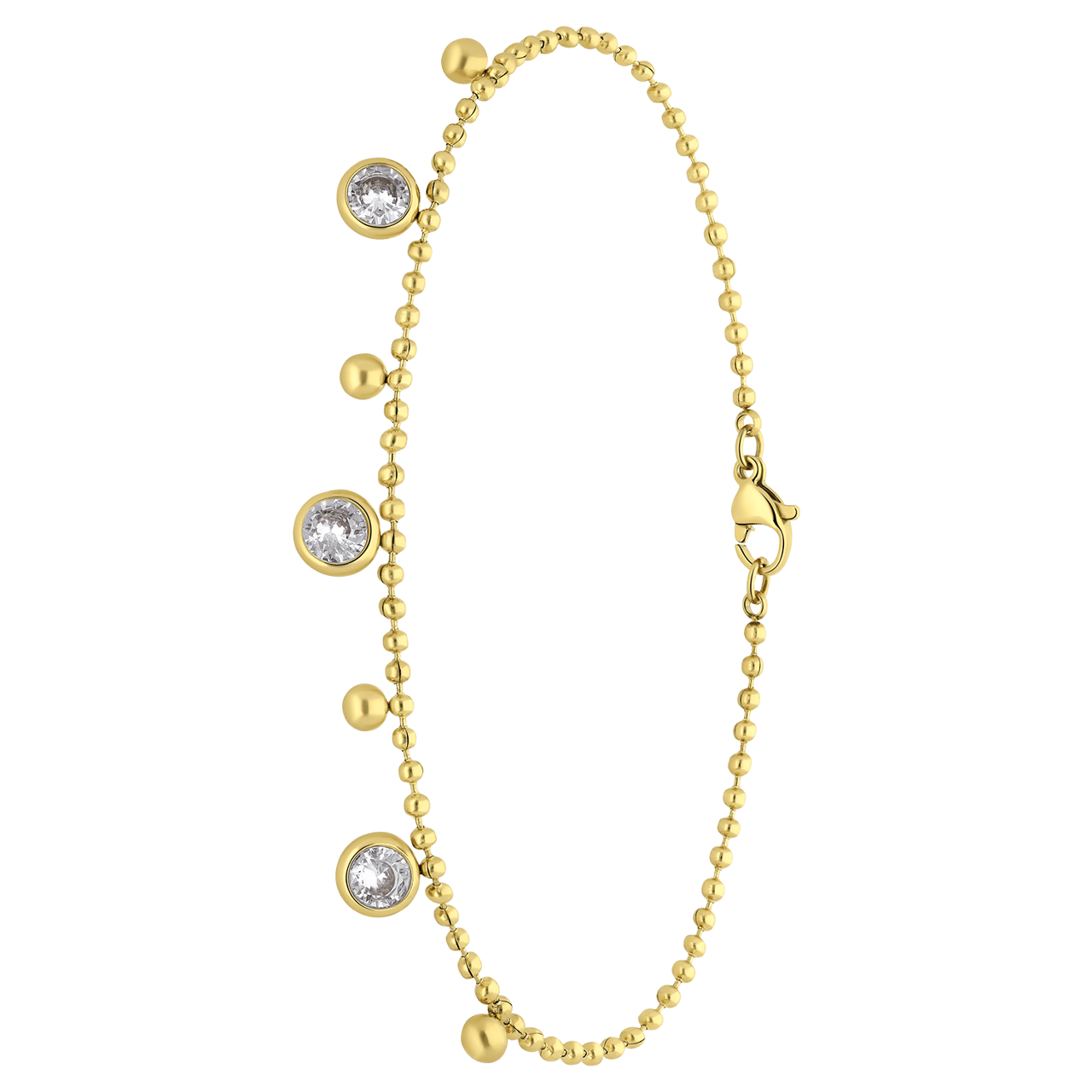 Stainless steel goldplated enkelbandje met zirkonia voor dames