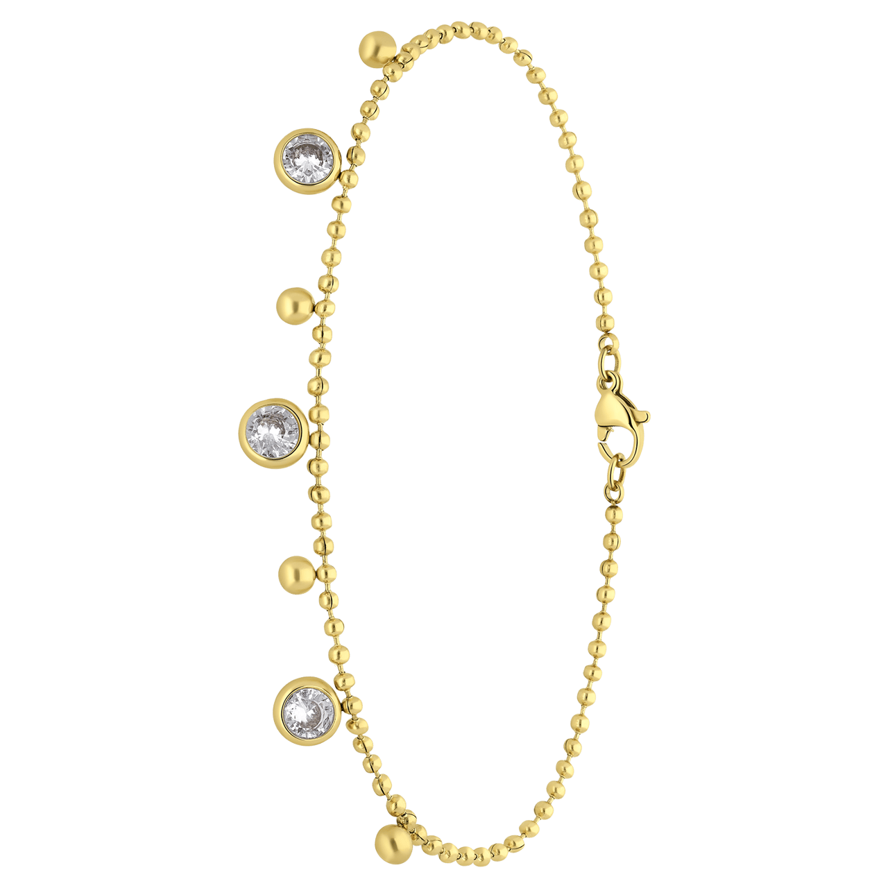 Stalen goldplated enkelbandje met zirkonia voor dames