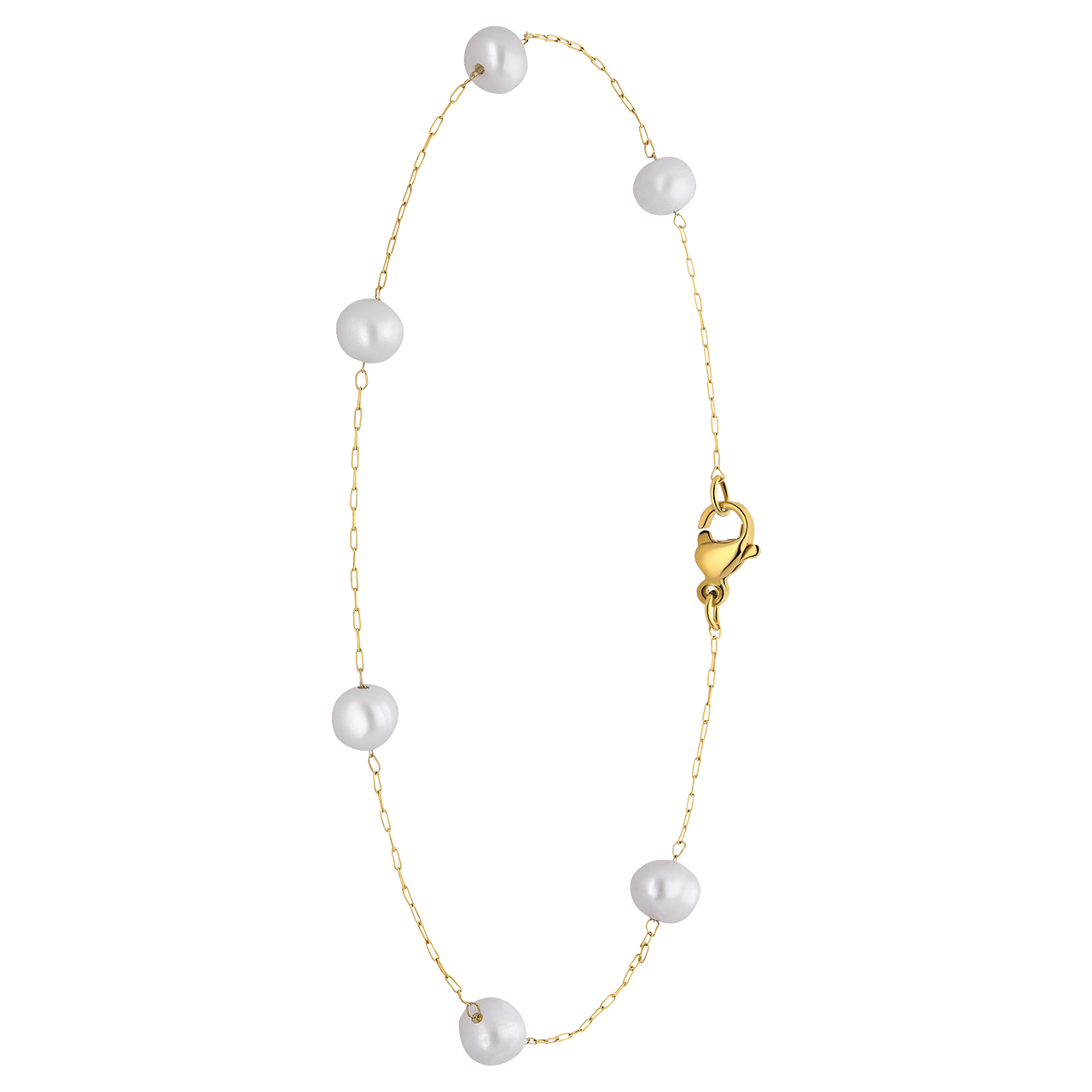 Stainless steel goldplated enkelbandje met parel voor dames