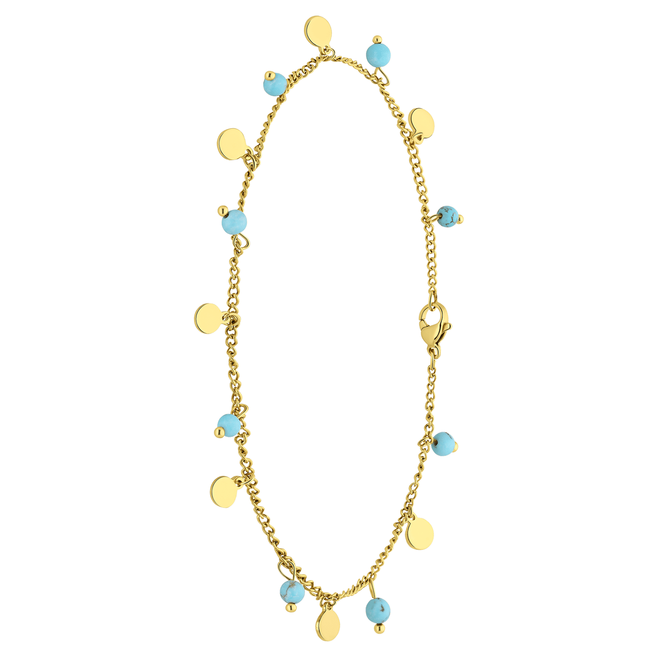 Stalen goldplated enkelbandje voor dames