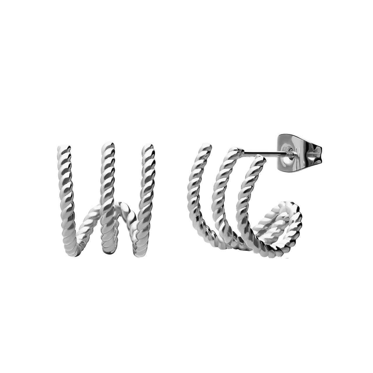 Stainless steel dubbele oorbellen twist voor dames