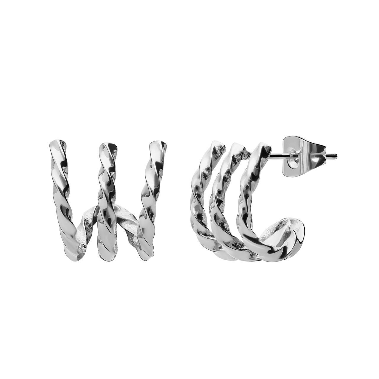 Stainless steel dubbele oorbellen gedraaid voor dames