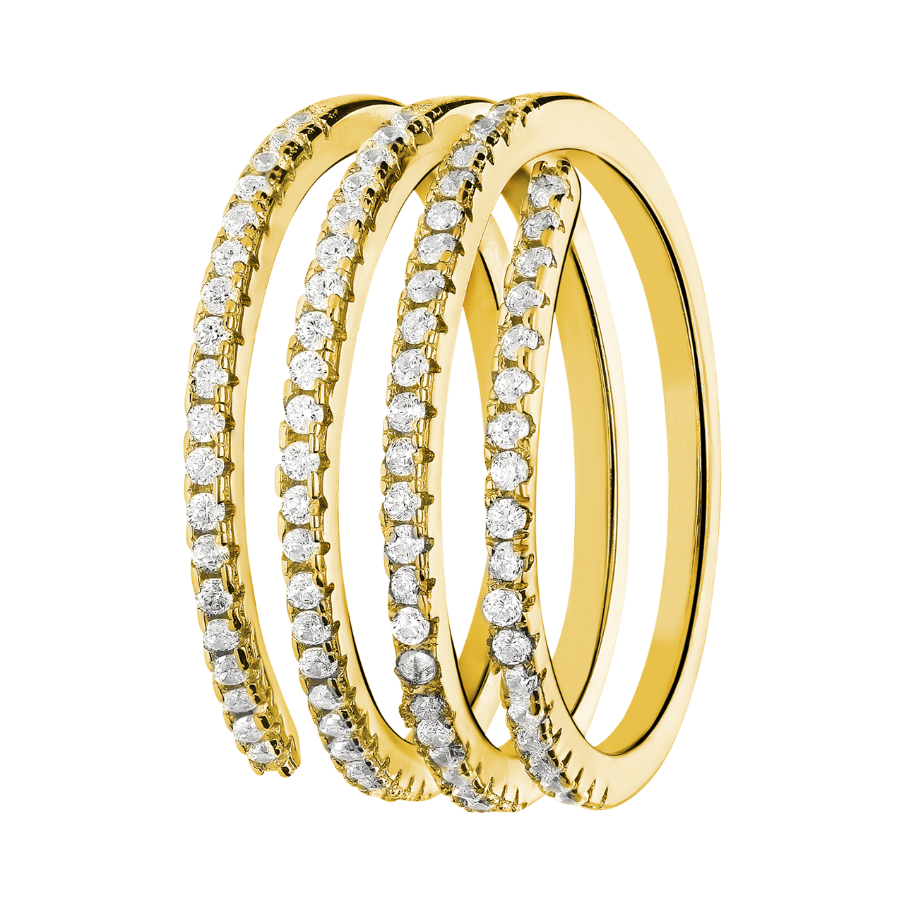 Zilveren goldplated ring spiraal met zirkonia