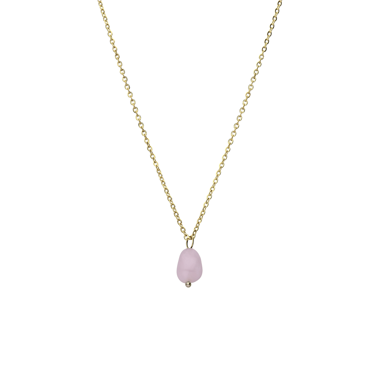 LuLu Jewels stainless steel goldplated ketting met rozenkwarts voor dames