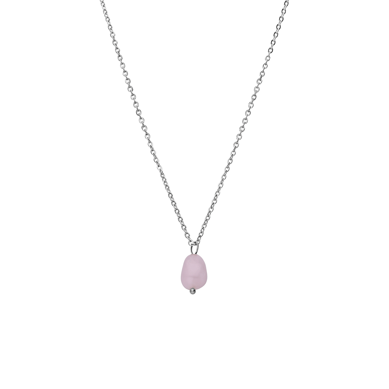 Halskette aus Edelstahl mit Rosenquarz