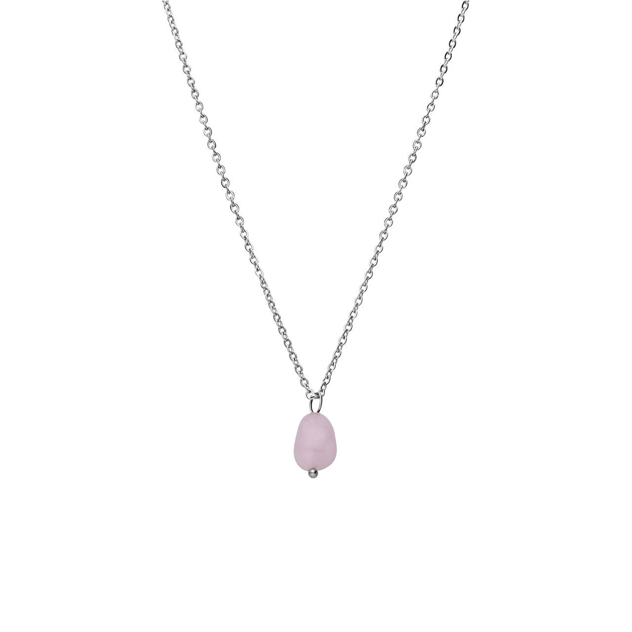 LuLu Jewels stainless steel ketting met rozenkwarts voor dames