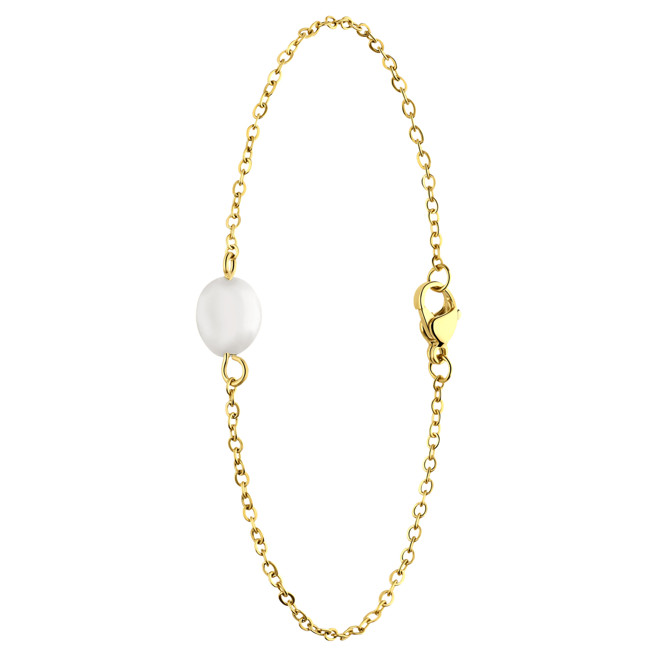 Stainless steel goldplated armband met rozekwarts