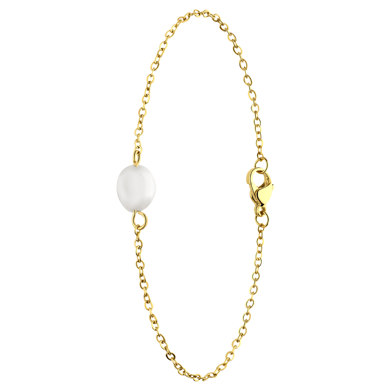 Stalen goldplated armband met rozekwarts