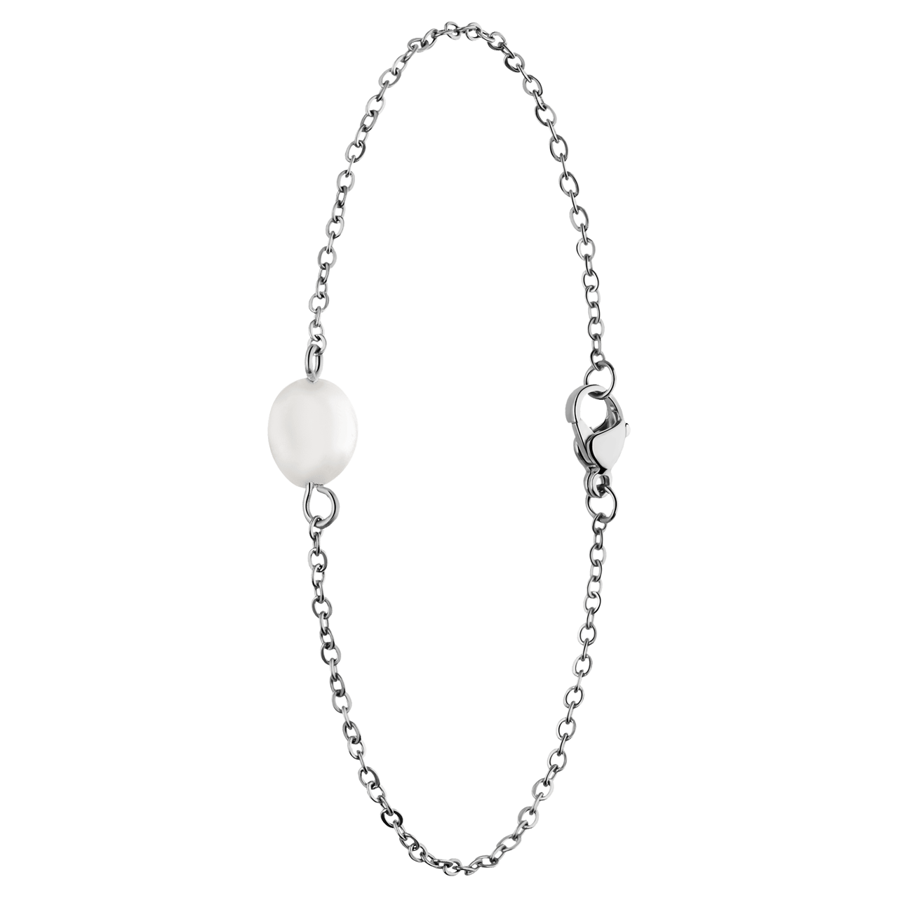 Stainless steel armband met rozekwarts
