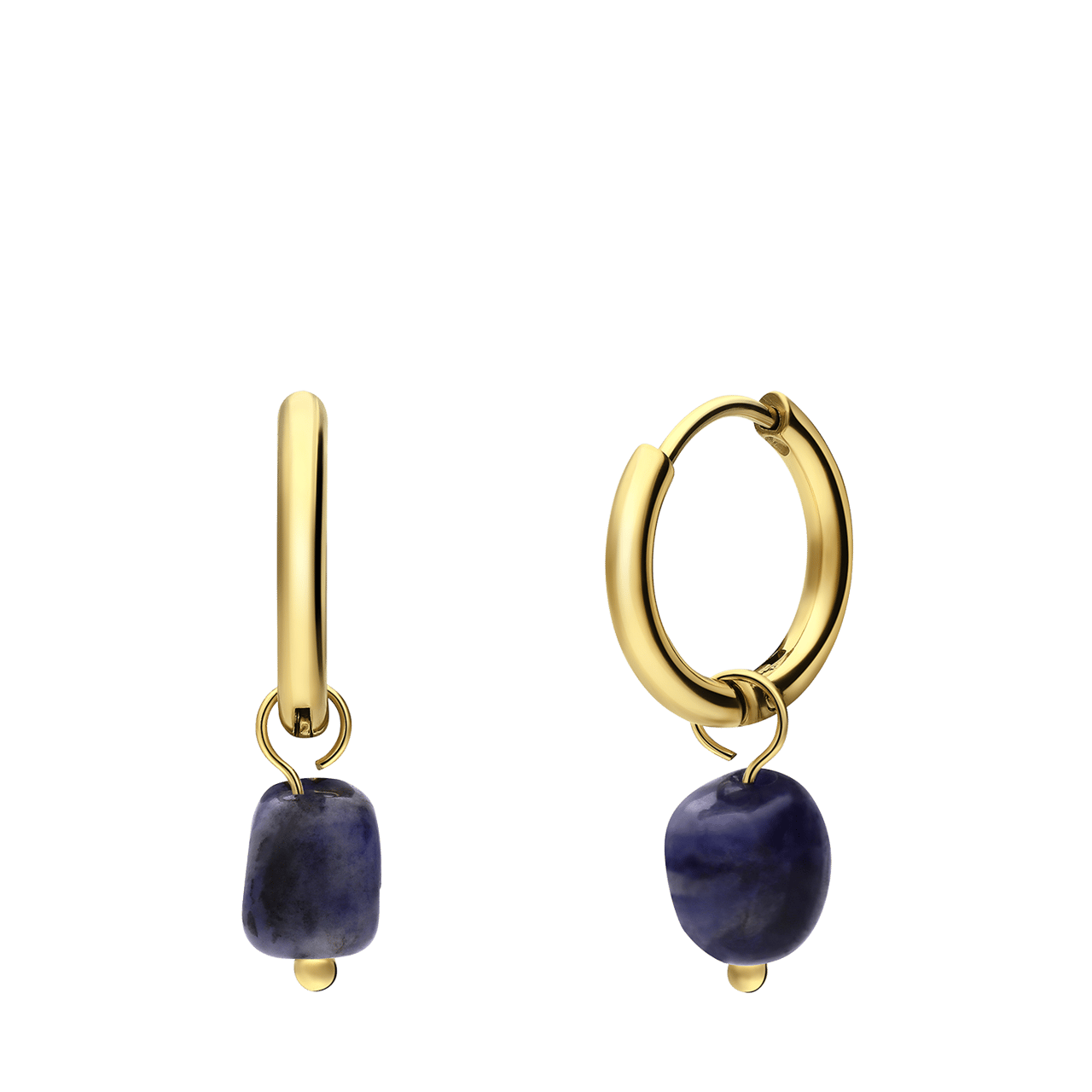 Stainless steel goldplated oorringen met lapis lazuli voor dames
