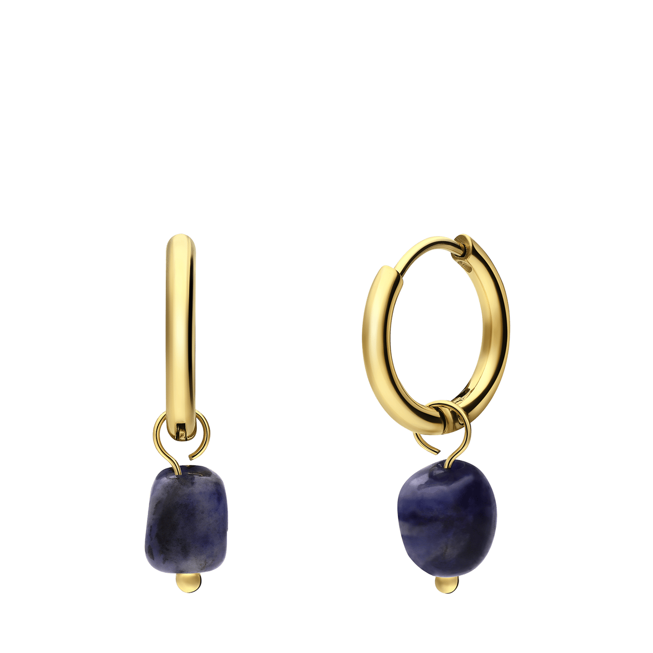 Stalen goldplated oorringen met lapis lazuli voor dames