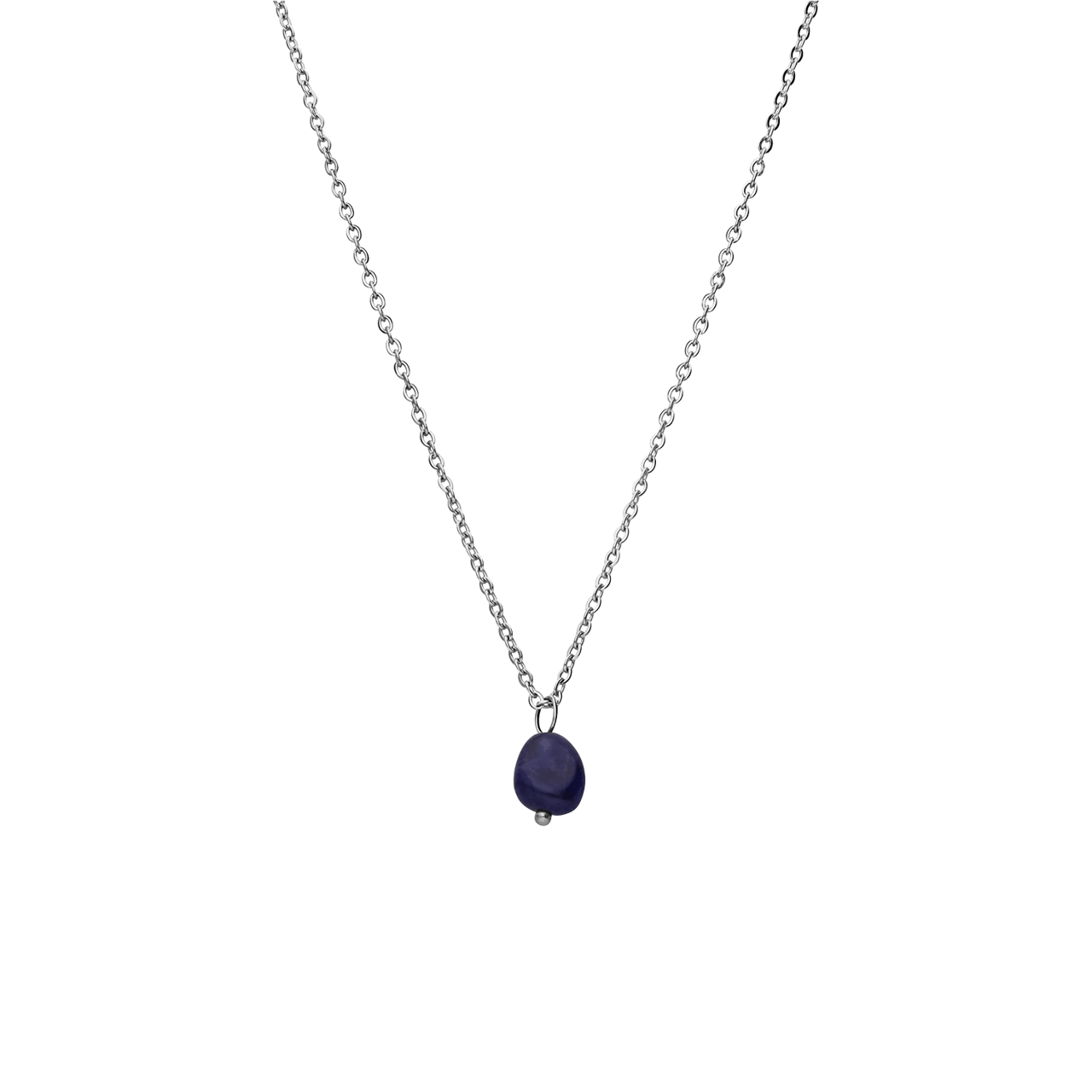 Stalen ketting met saffier voor dames
