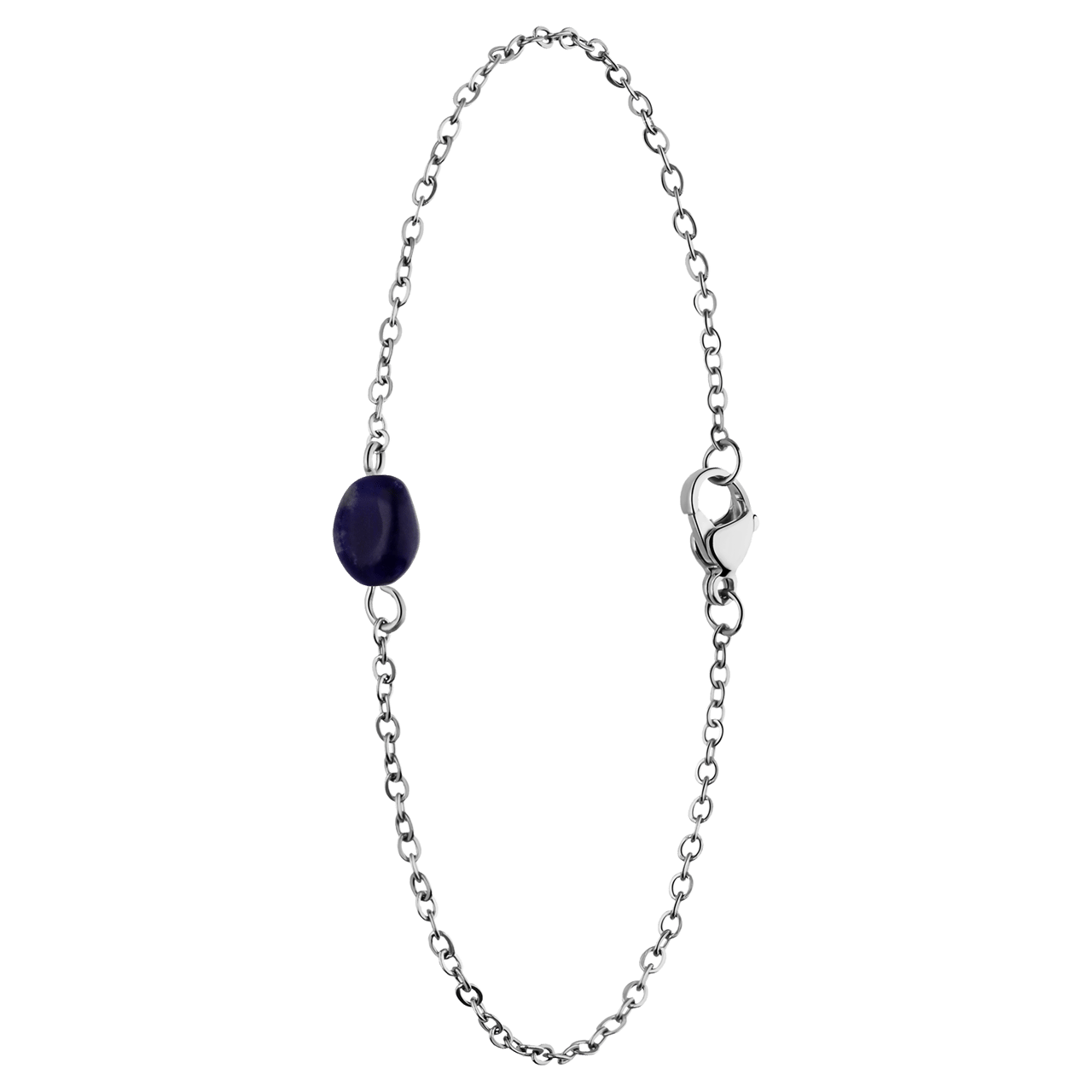 Stainless steel armband met blauwe steen