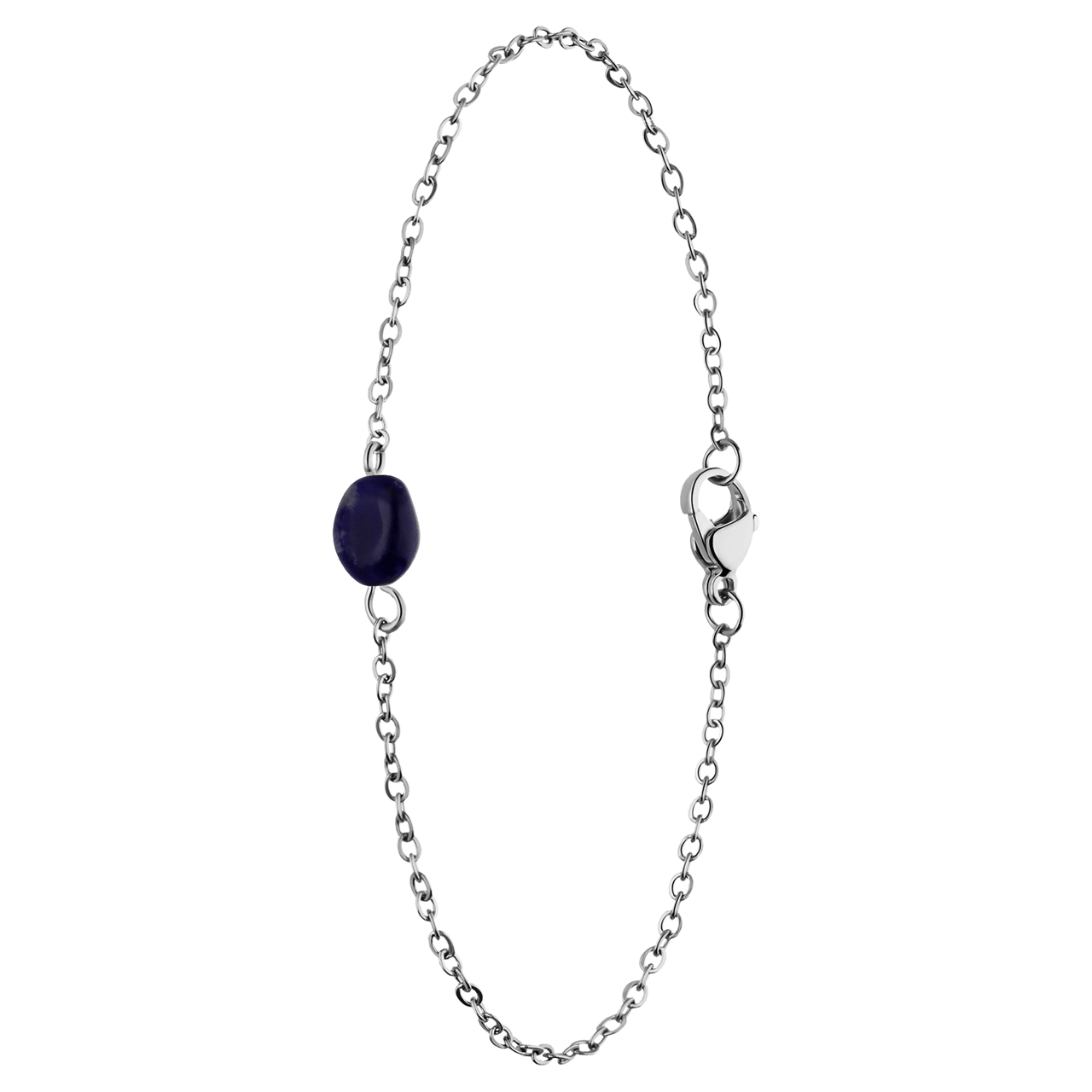 Stalen armband met blauwe steen