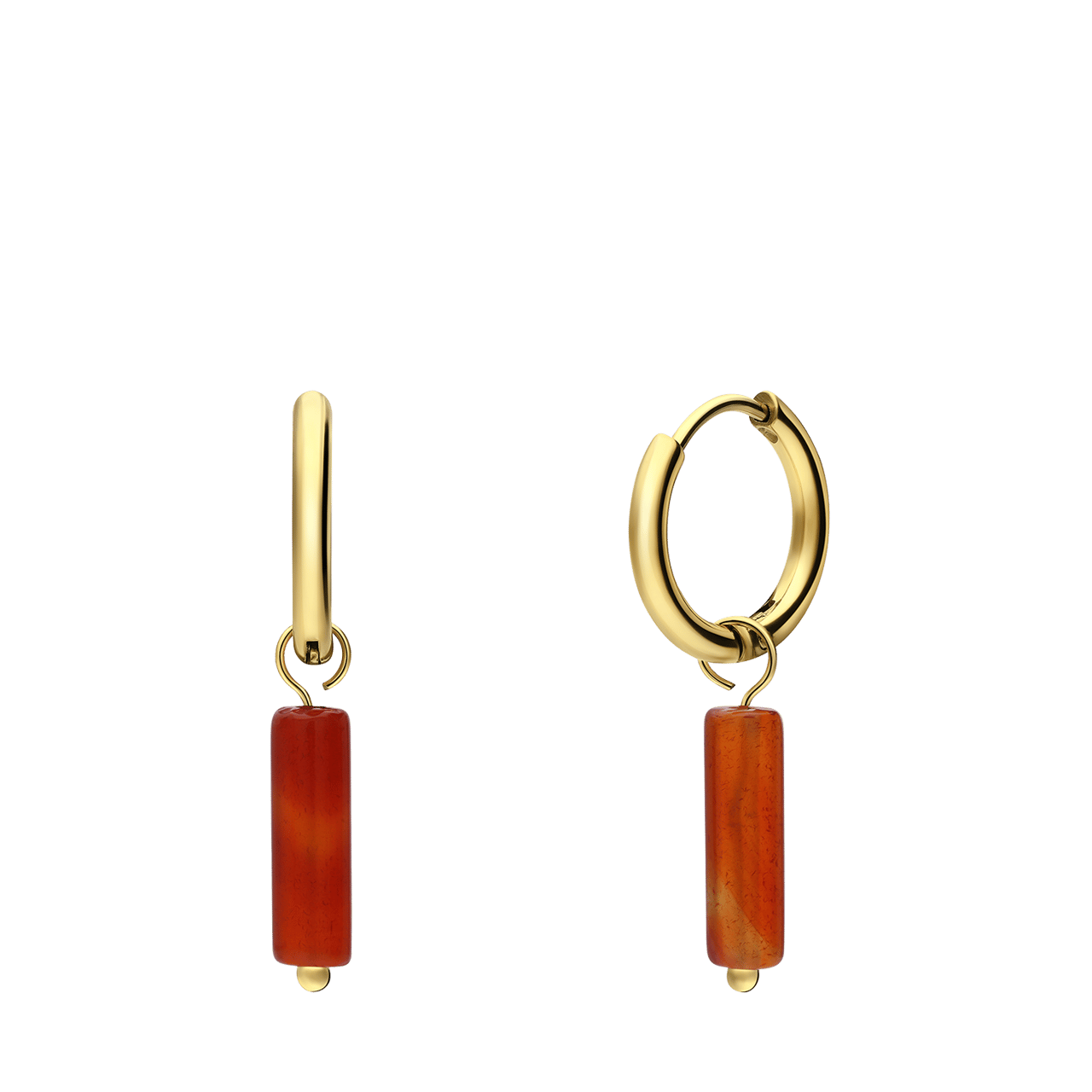 Stainless steel goldplated oorringen met rode onyx voor dames