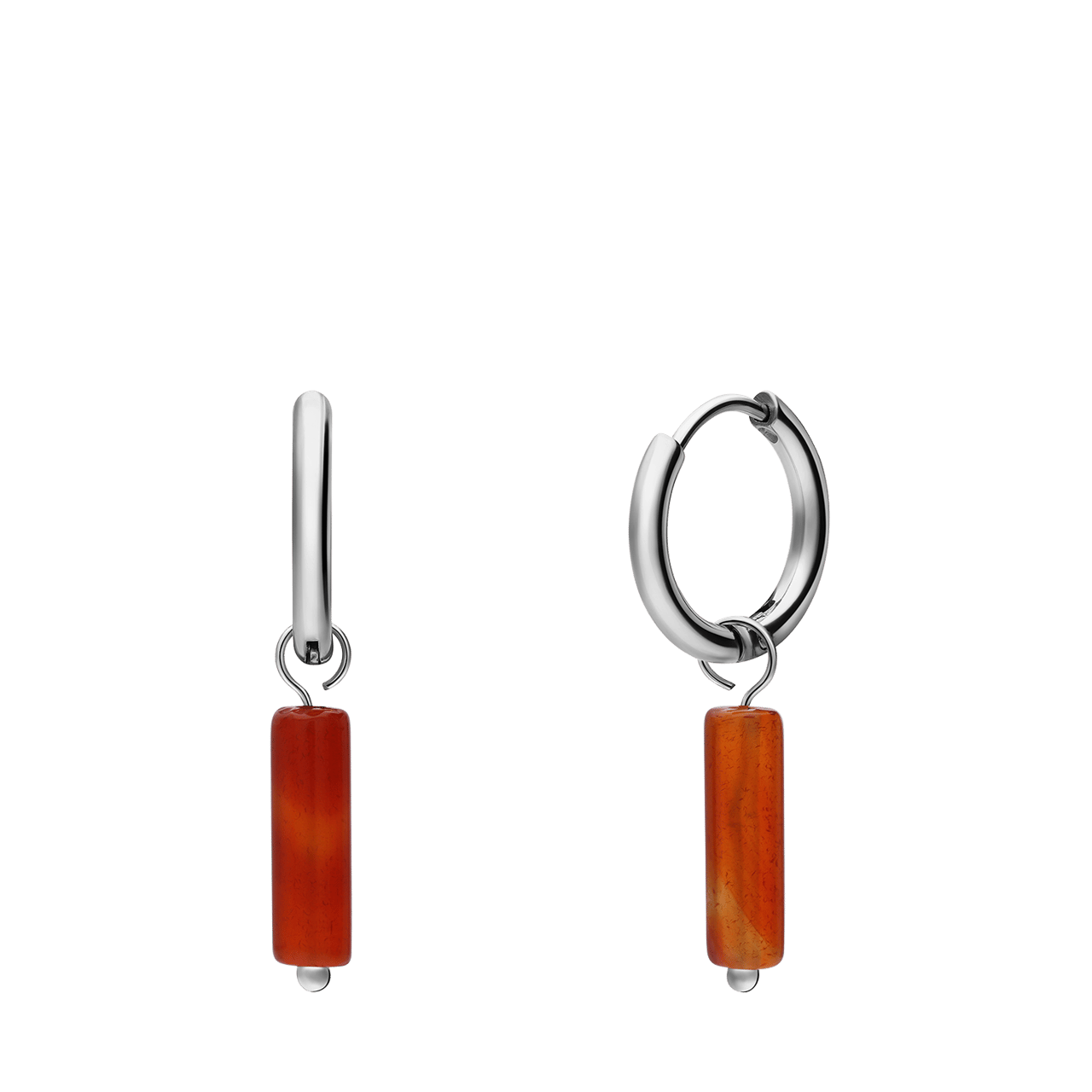 Stainless steel oorringen met rode onyx voor dames