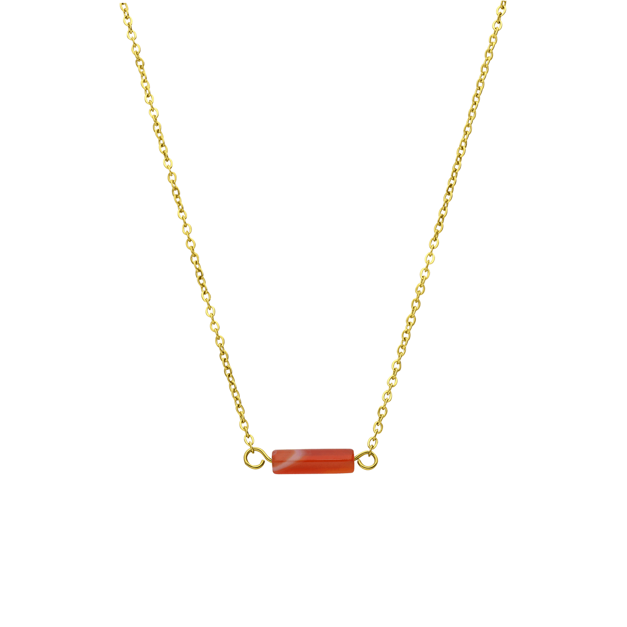 Halskette aus Edelstahl, vergoldet, mit roten Onyx