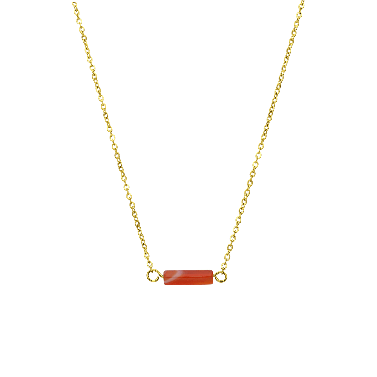 Stainless steel goldplated ketting met hanger met rode onyx voor dames