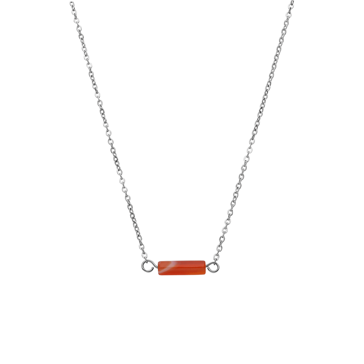 Halskette aus Edelstahl mit roten Onyx