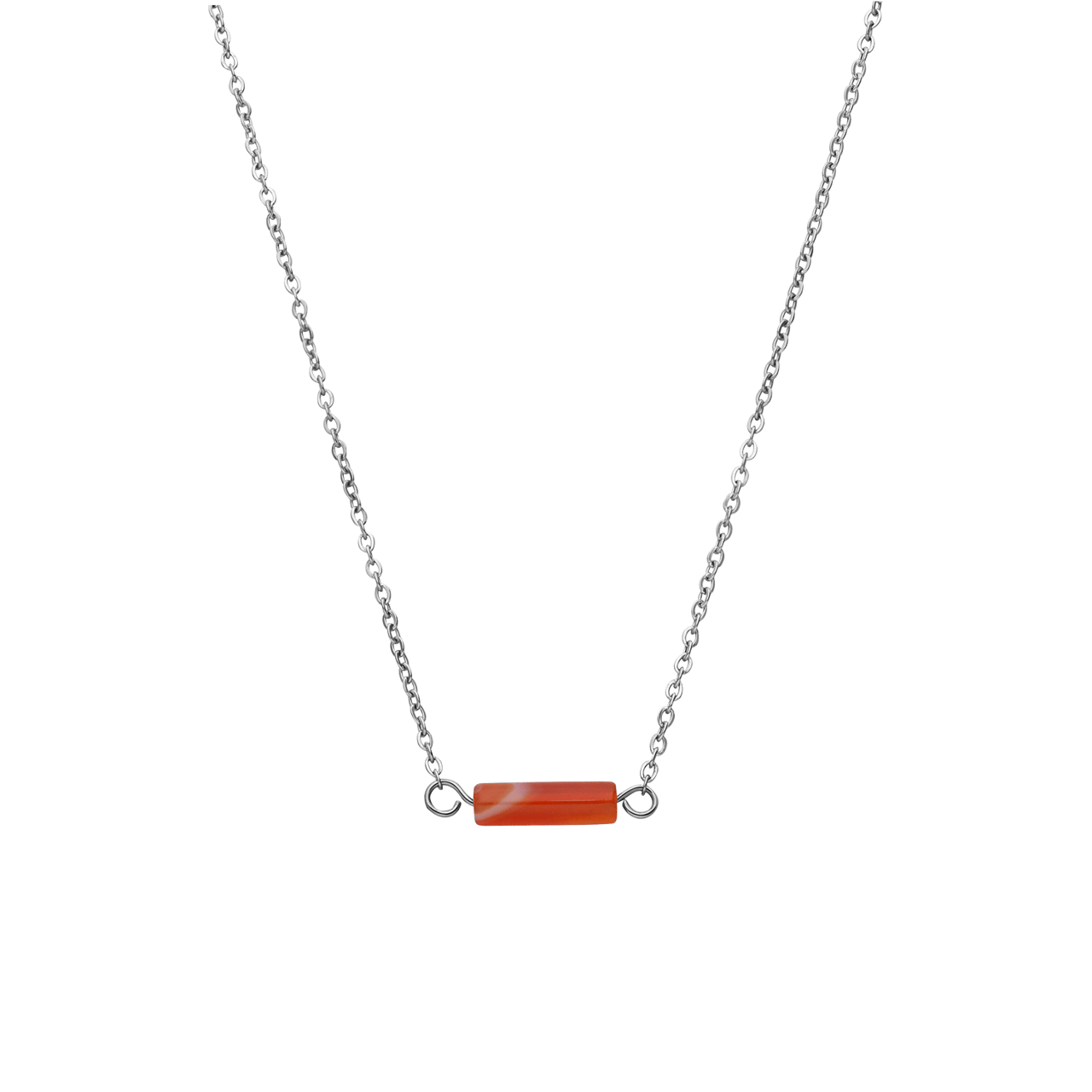 Stainless steel ketting met rode onyx voor dames