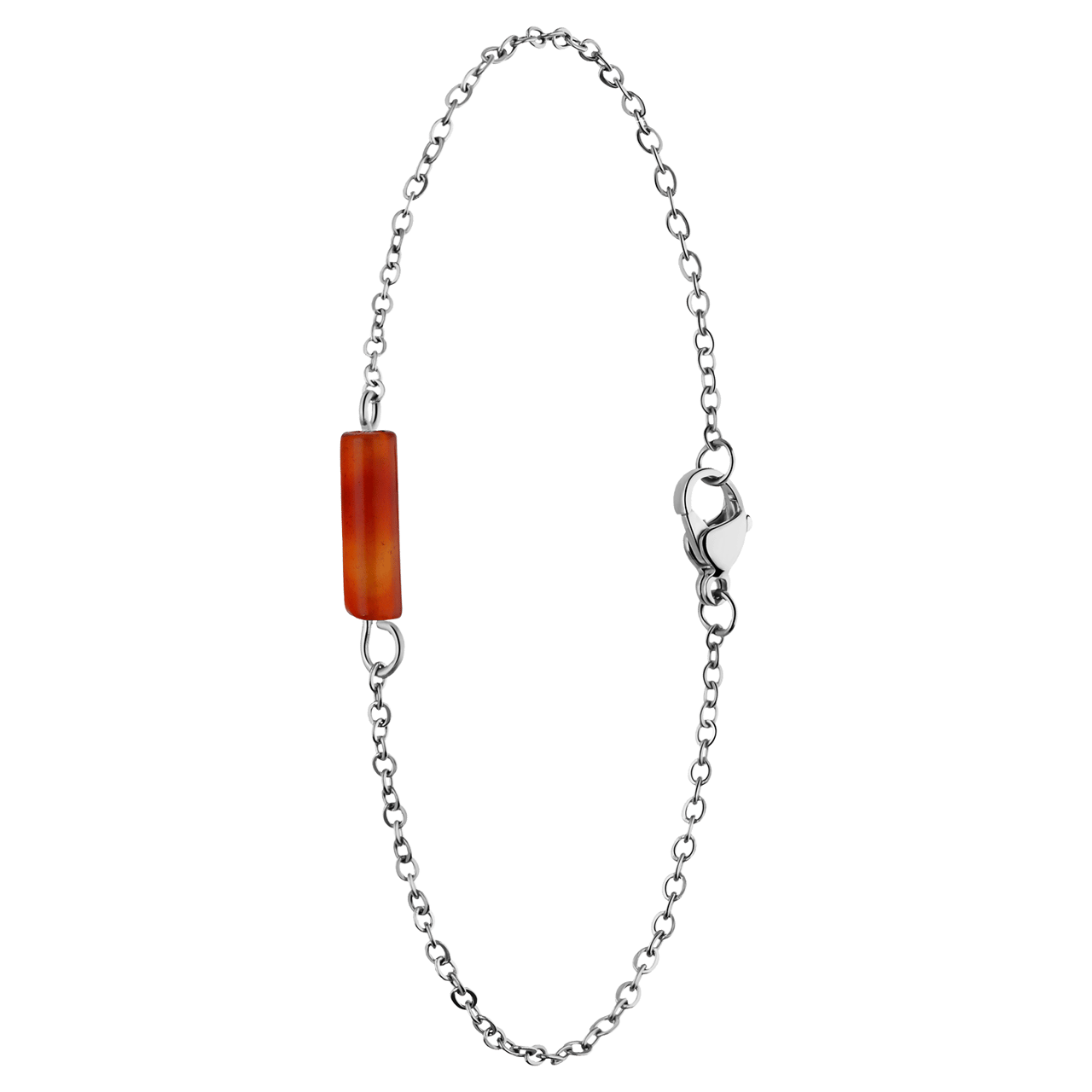 Stainless steel armband met rode onyx