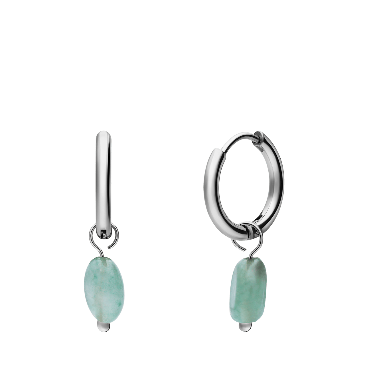 Stainless steel oorringen met groene aventurijn