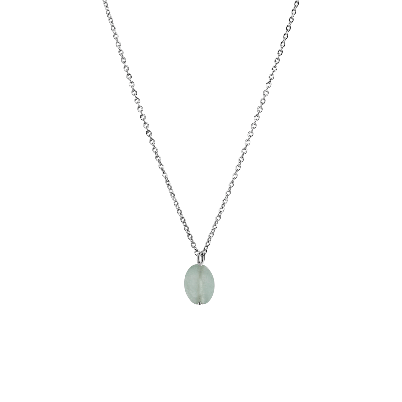 Stainless steel ketting met groene aventurijn voor dames