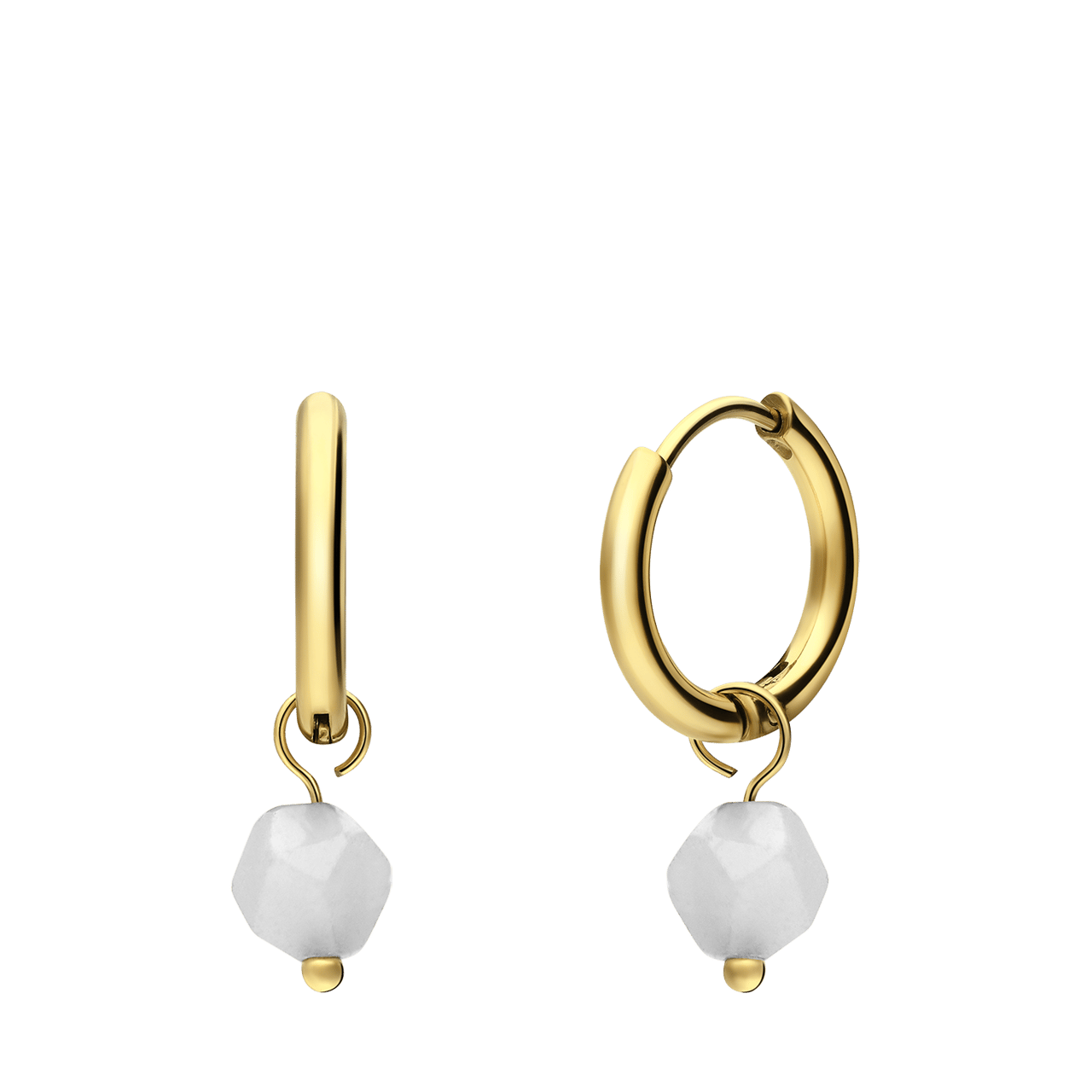 Stalen goldplated oorringen met amazoniet voor dames