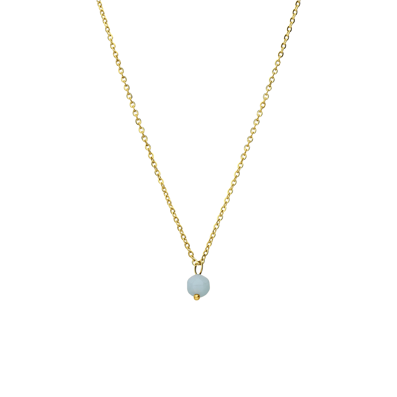 Stainless steel goldplated ketting met amazoniet voor dames