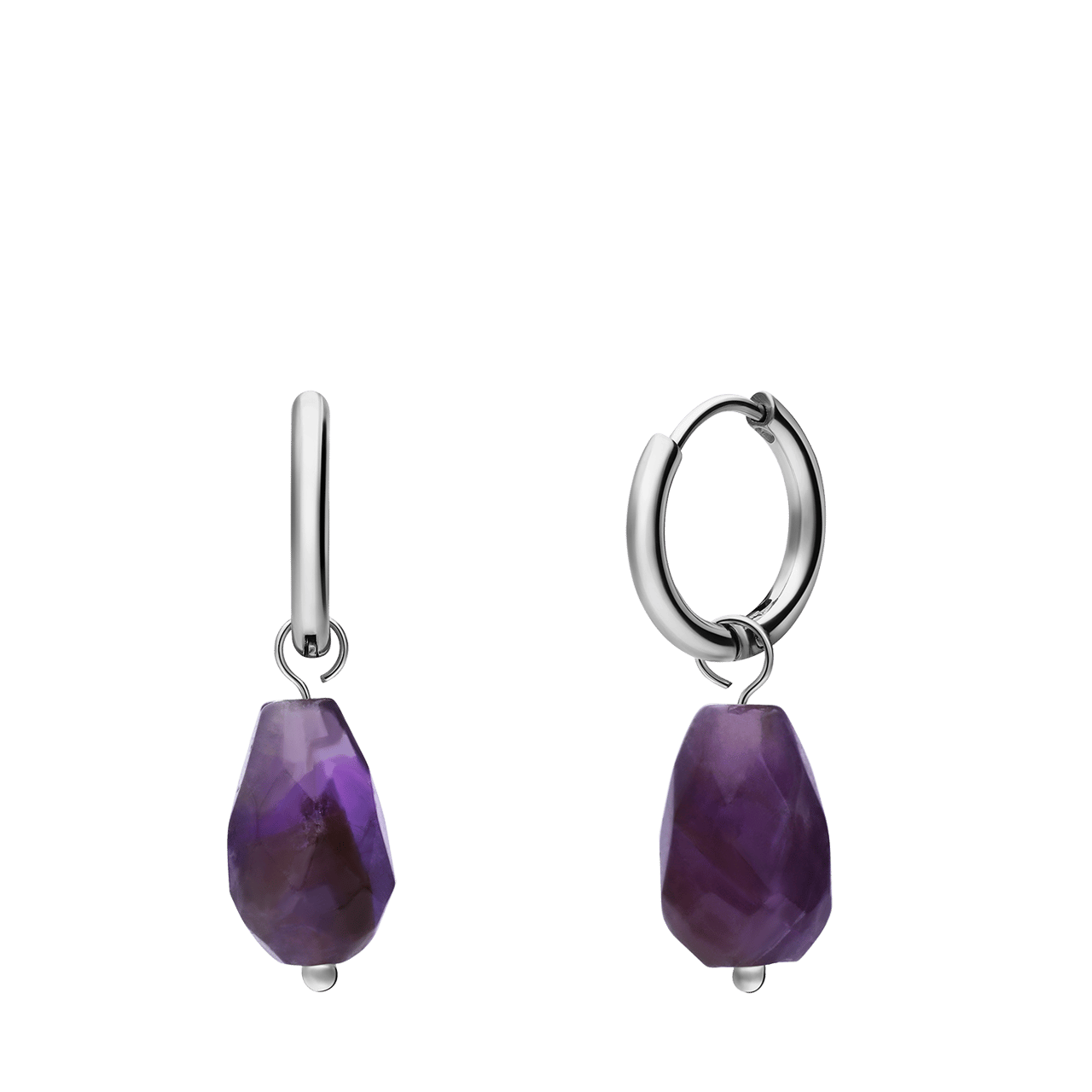 Stainless steel oorringen met amethyst voor dames