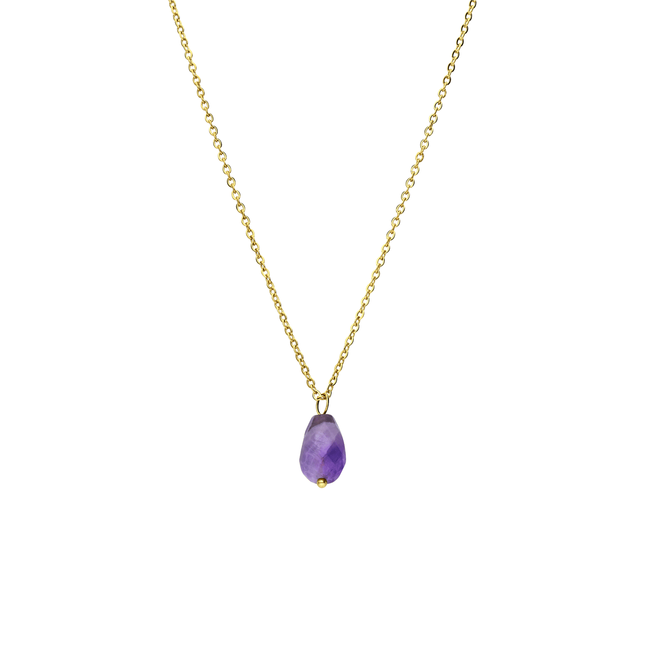 Stainless steel goldplated ketting met hanger met amethyst voor dames