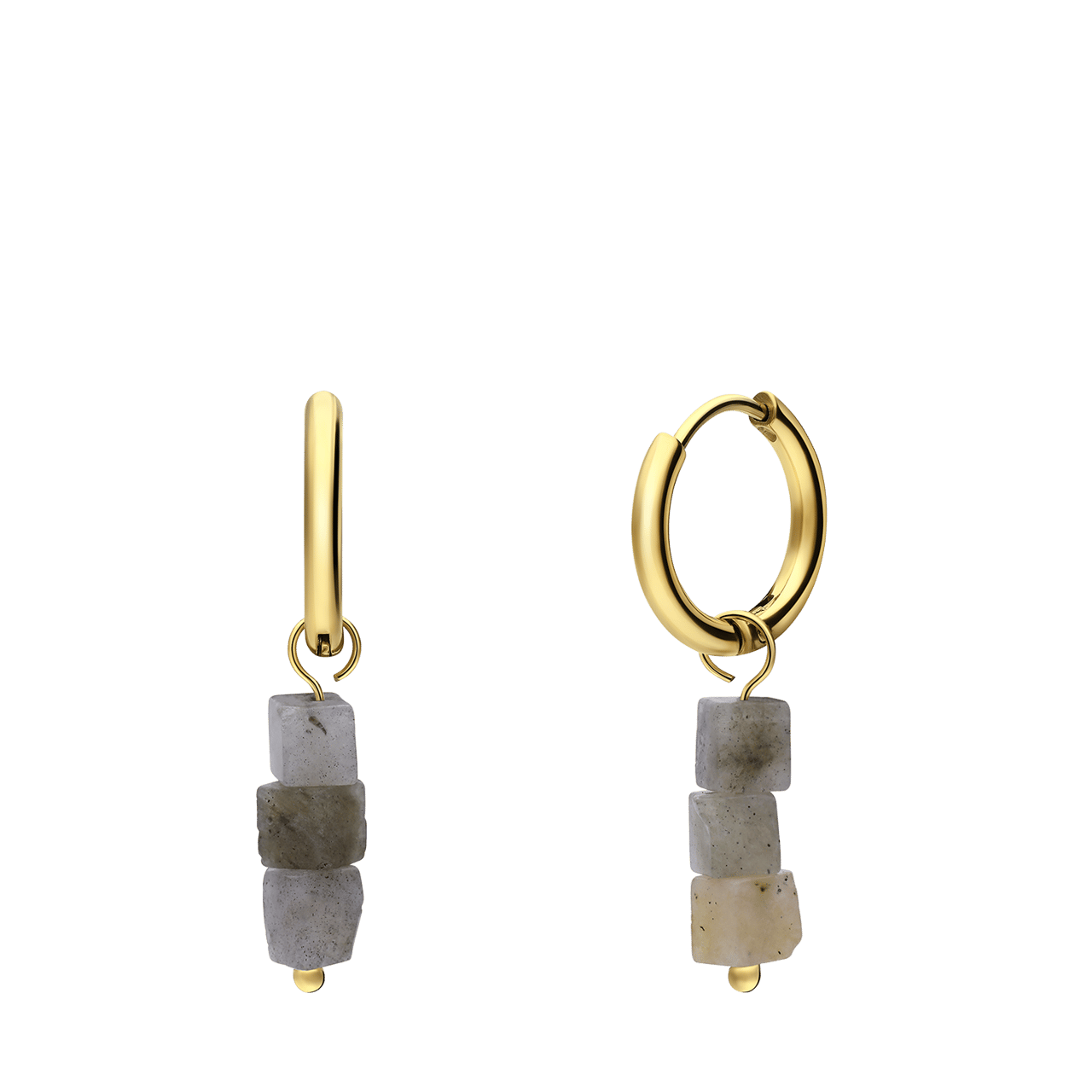Stainless steel goldplated oorringen met glitter steen voor dames
