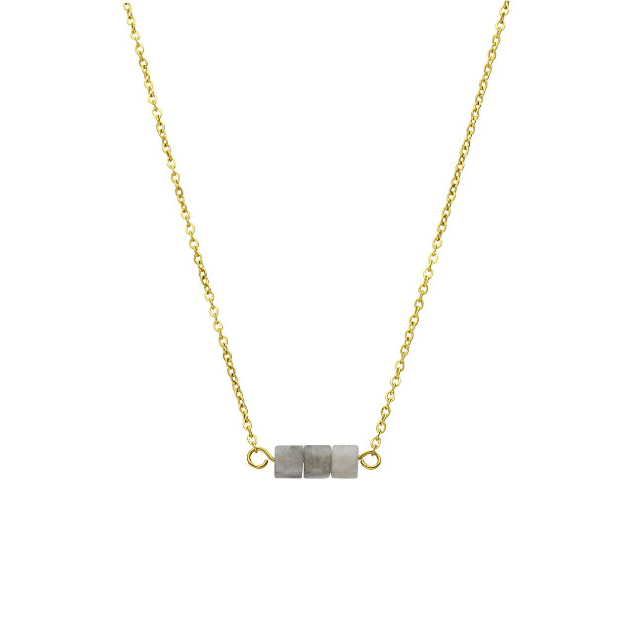 Stainless steel goldplated ketting met glitter steen voor dames