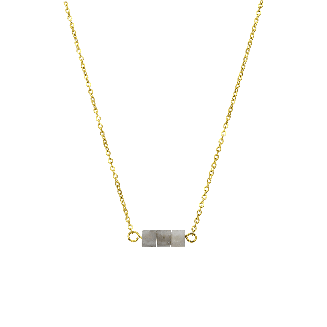 Stalen goldplated ketting met glitter steen voor dames